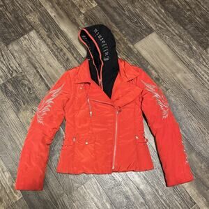 Bogner x Goan Thylmann Down Racing Club Red Ski Jacket Coat Embroidered Womens 6
